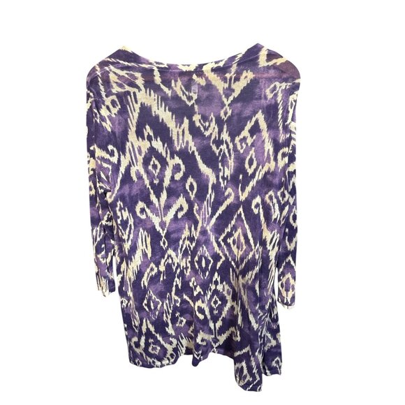 Chicos Travelers Collection Size M Purple & White Open Cardigan Sweater - Picture 4 of 4